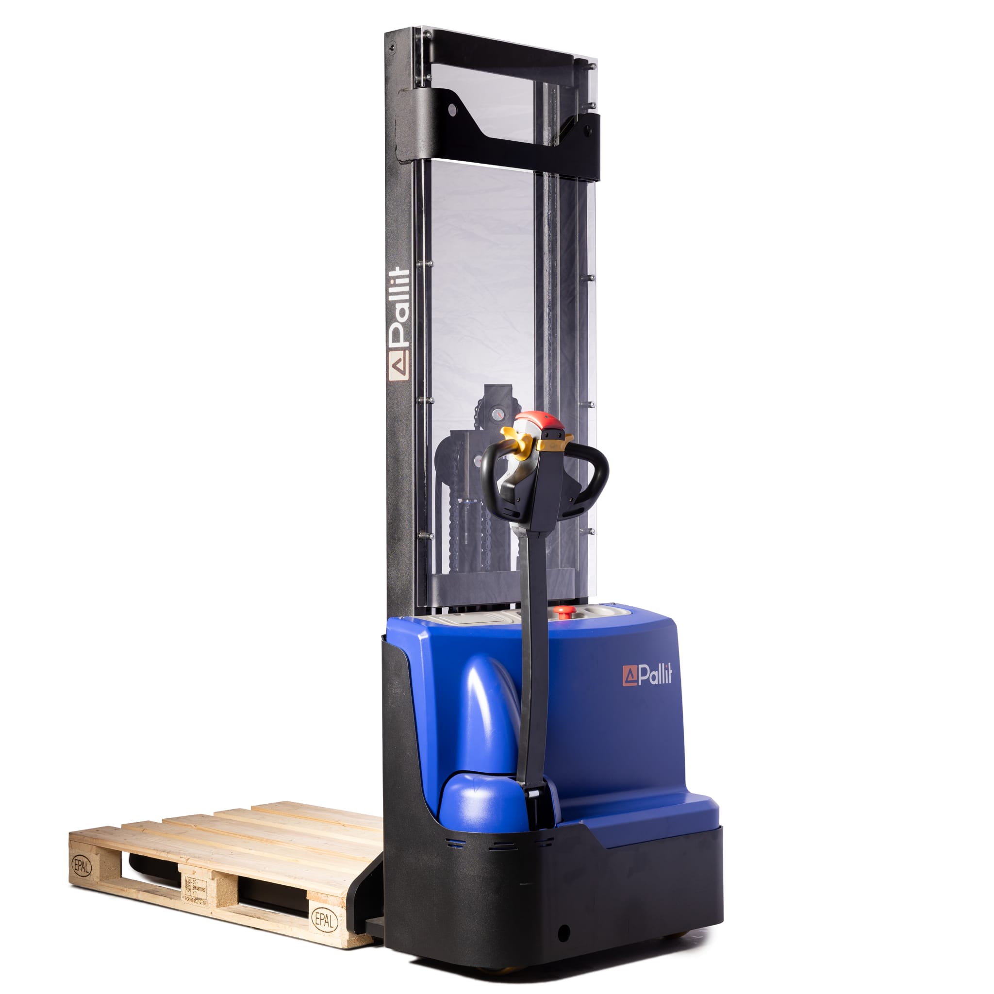 Pedestrian stacker PRECISE with proportional lift and full free lift