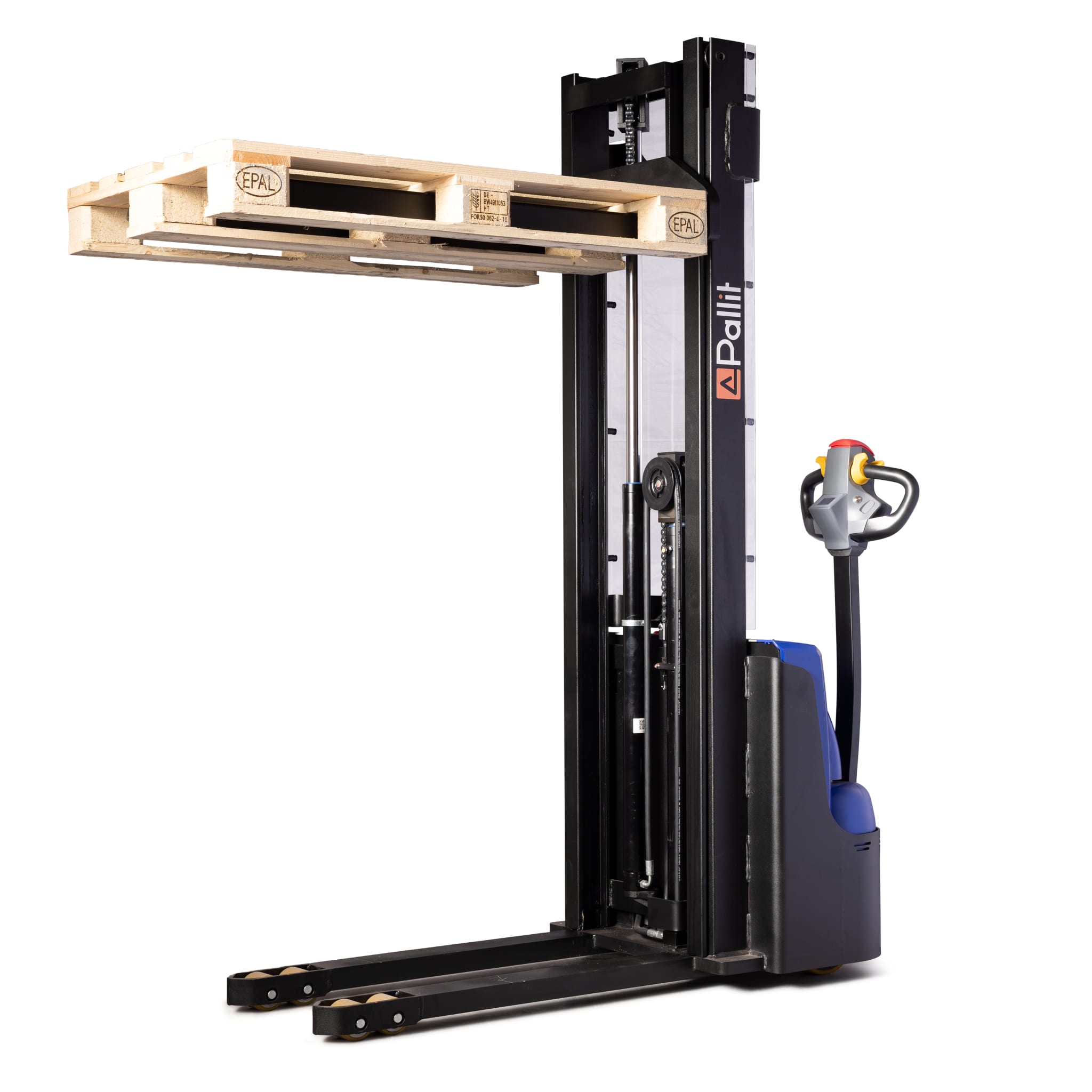 Pedestrian stacker PRECISE with proportional lift and full free lift