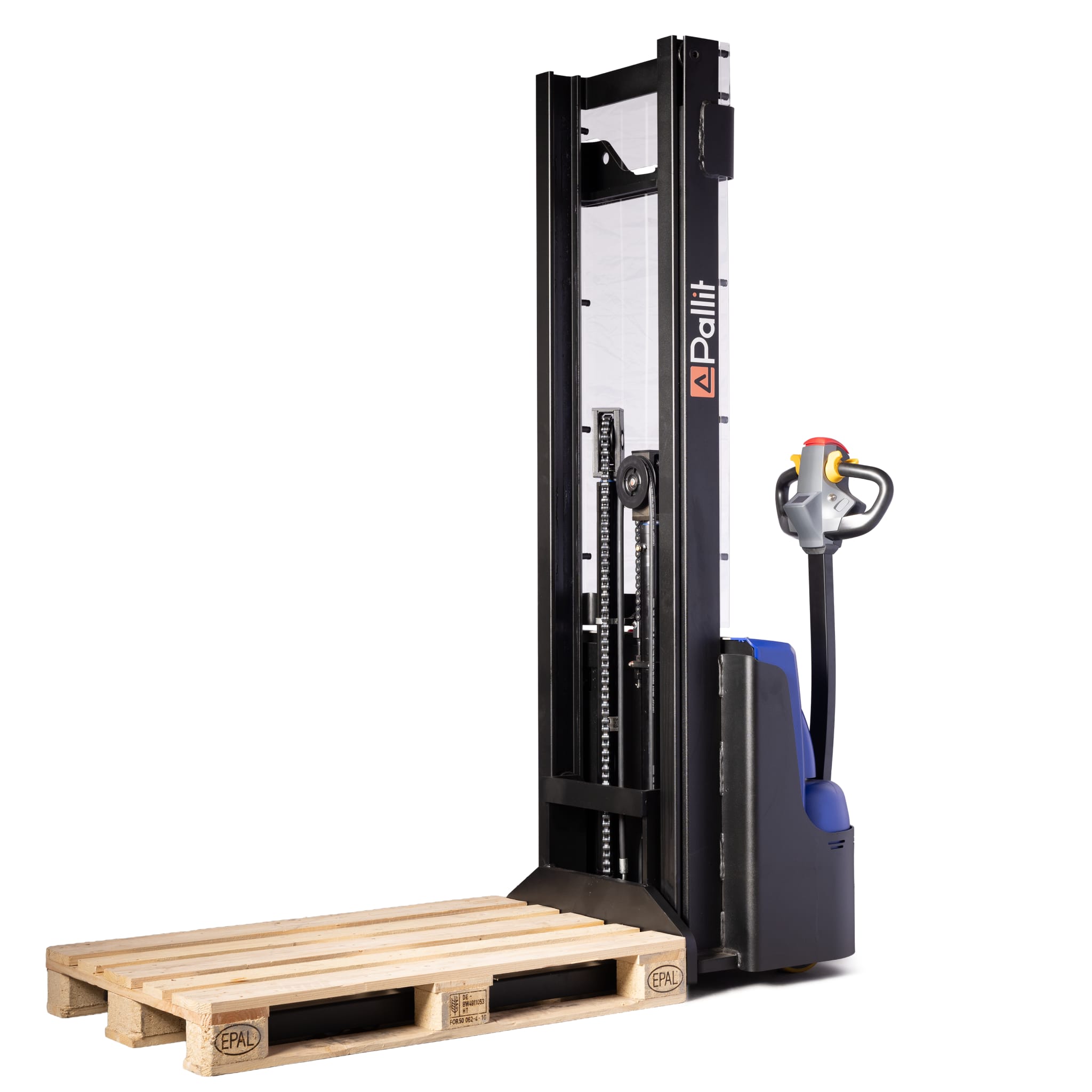 Pedestrian stacker PRECISE with proportional lift and full free lift